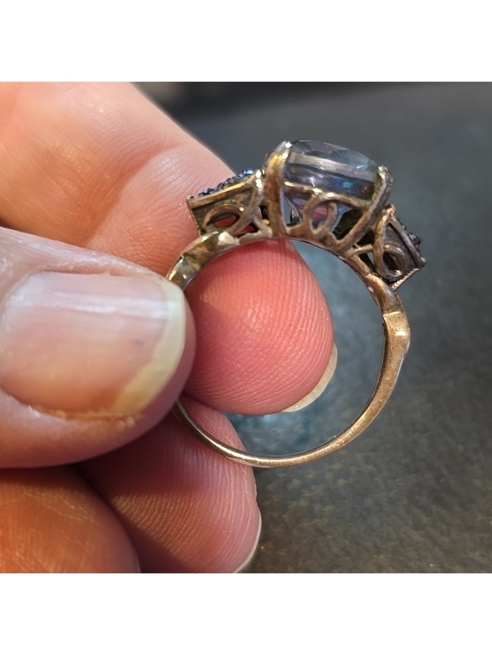 Mystic Topaz Cushion Cocktail Ring in Blue-Purple - Picture 4 of 9